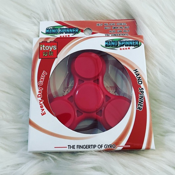 Red Tri Spinner Fidget Toy Hand Spinner - Picture 2 of 4